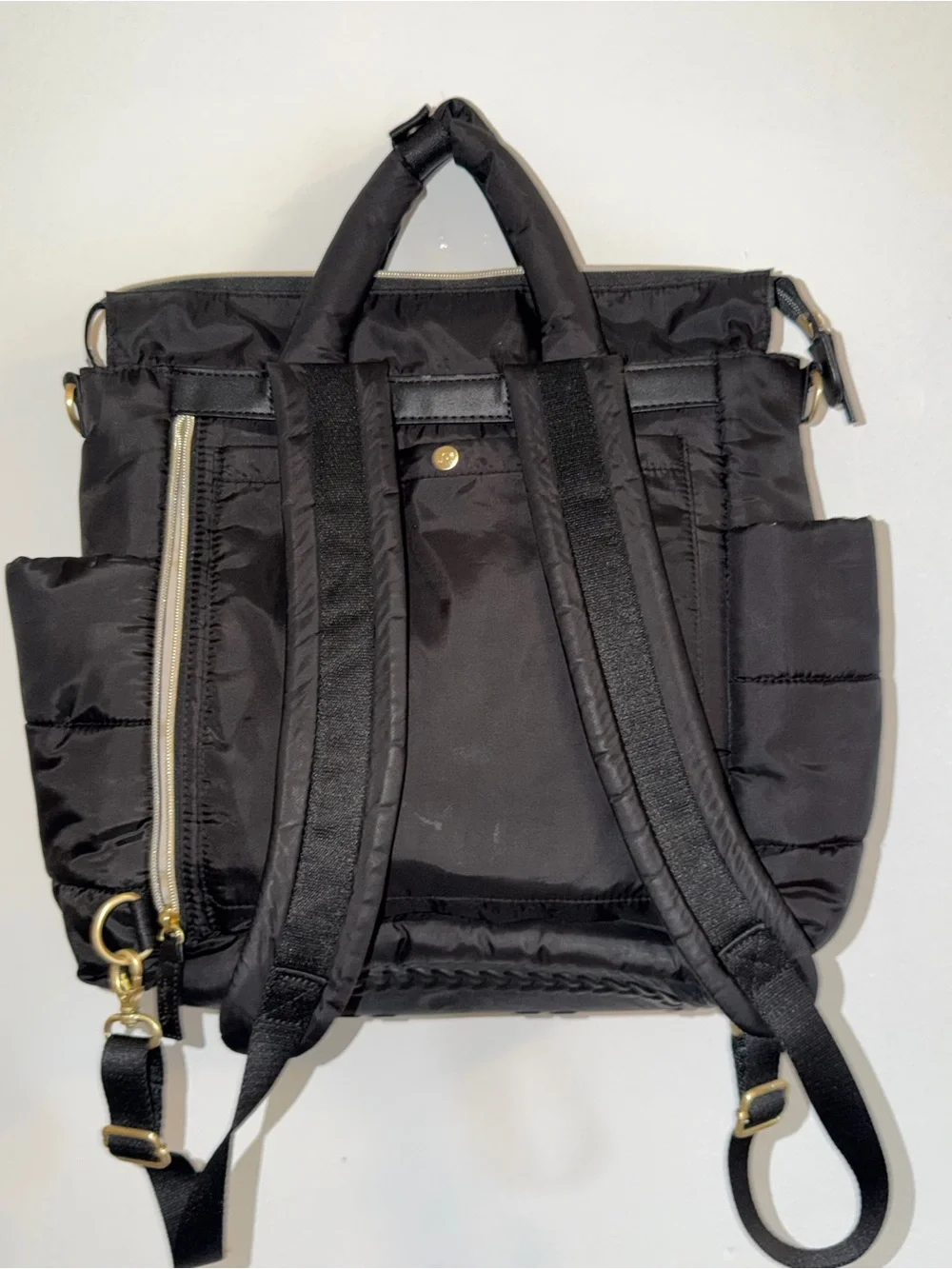 Itzy Ritzy Black Quilted Convertible Backpack Tote